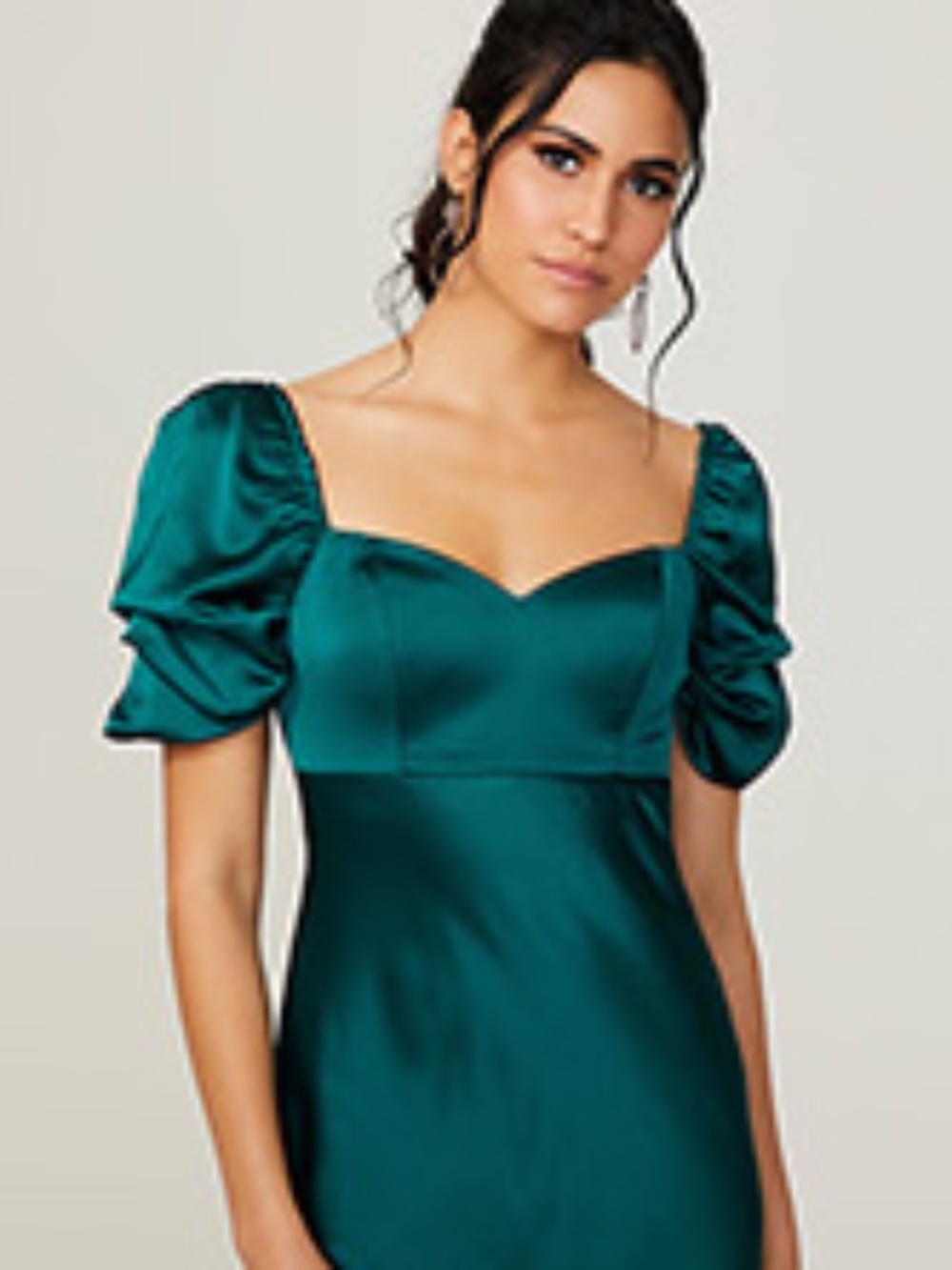 MORI LEE SATIN EMERALD GREEN SATIN MIDI GOWN SIZE 10